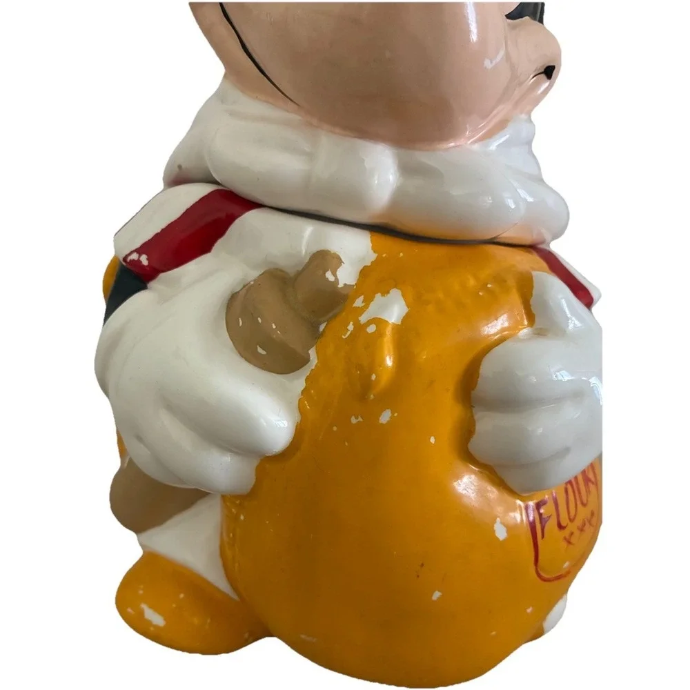 Vintage Cookie Jar Disney‎ Mickey Mouse Chef Flour Sack Hoan Ltd. Ceramic *flaws